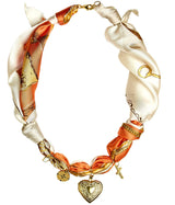 Leigh - Orange Locket Heart - Scarf Necklace - Lisi Lerch