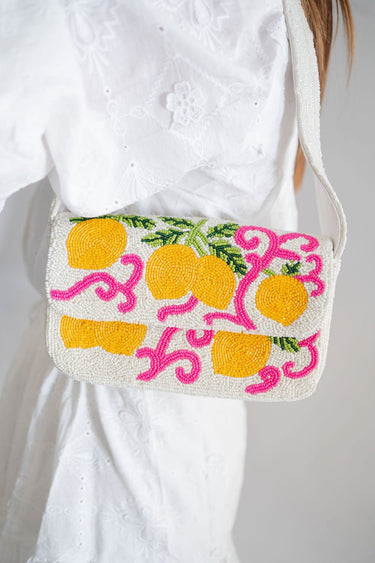 Lemon Beaded Shoulder Bag - Lisi Lerch