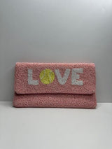 Light Pink Love Tennis Beaded Clutch - Sample Sale Final Sale - Lisi Lerch