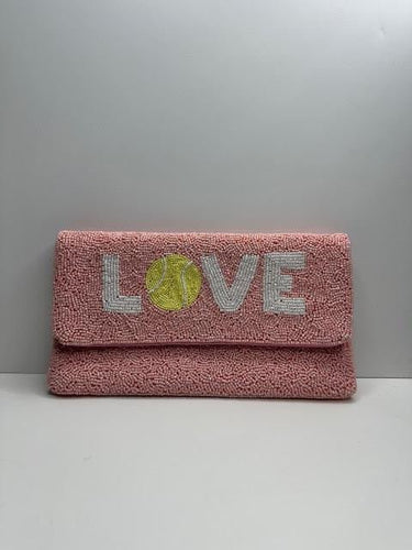 Light Pink Love Tennis Beaded Clutch - Sample Sale Final Sale - Lisi Lerch