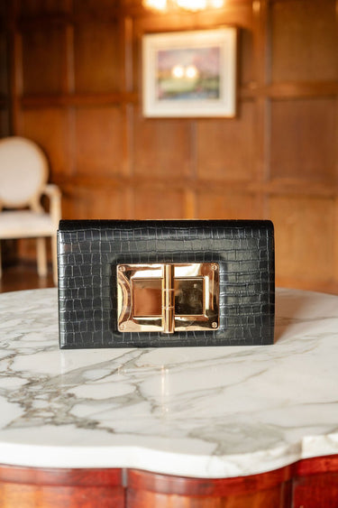 Lillian Black Croc Clutch - Lisi Lerch