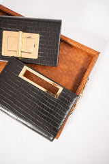  Lillian Black Croc Clutch 