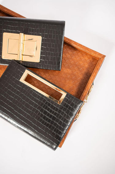  Lillian Black Croc Clutch 