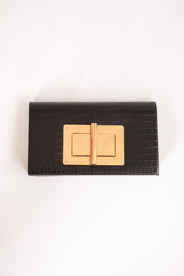  Lillian Black Croc Clutch 