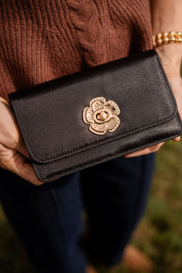 Lilly Faille Clutch with Flower Closure - Lisi Lerch