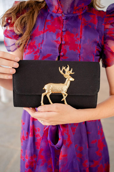 Lisi Lerch Avery Clutch - Black - Reindeer 