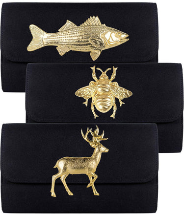 Lisi Lerch Avery Clutch - Black - XL Gold Charms -  