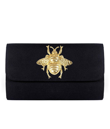 Lisi Lerch Avery Clutch - Black - XL Gold Charms -  