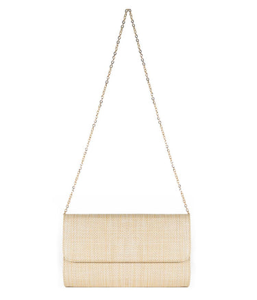 Lisi Lerch Avery  Straw Clutch - Natural Shell with Natural Raffia Round 