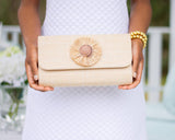 Lisi Lerch Avery  Straw Clutch - Natural Shell with Natural Raffia Round 