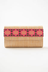 Lisi Lerch Avery Straw Clutch - Pink Shanghai Band 