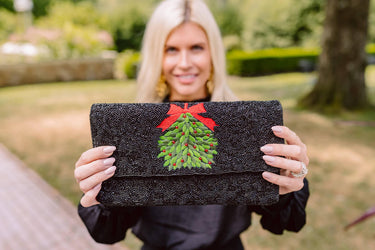Lisi Lerch Black Mistletoe - Beaded Clutch  
