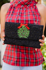 Lisi Lerch Black Mistletoe - Beaded Clutch  