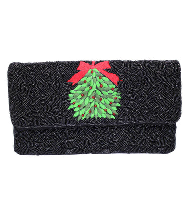 Lisi Lerch Black Mistletoe - Beaded Clutch  