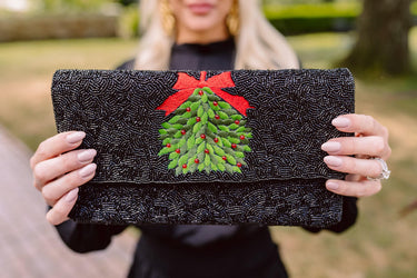 Lisi Lerch Black Mistletoe - Beaded Clutch  