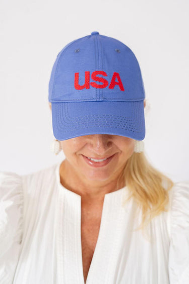 Lisi Lerch Blue Needlepoint Baseball Hat - USA 