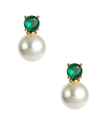 Lisi Lerch Carolyn - Emerald - Big Stone and Pearl Stud - Belle of the Ball