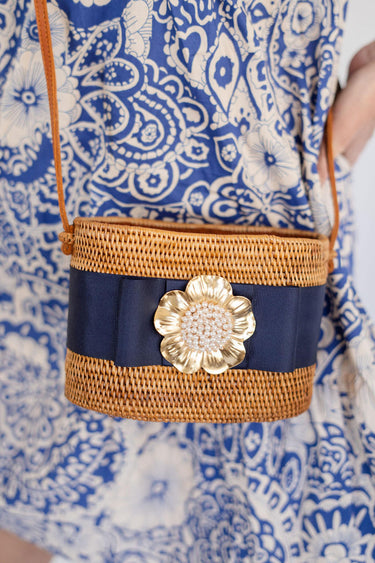 Lisi Lerch Charlotte Small - Navy Flat Bow - Poppy & Pearl Pouf