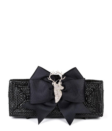 Lisi Lerch Colette - Black Grosgrain Bow & Rhinestone Adornment 