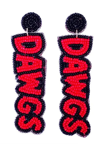 Lisi Lerch Dawgs Earring -  Red & Black Fabric Backed