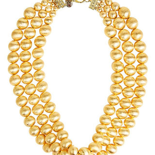 Lisi Lerch Diana Gold Triple Strand Beaded Necklace 