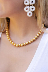 Lisi Lerch Diana Single Strand Beaded Necklace - Brushed Gold 