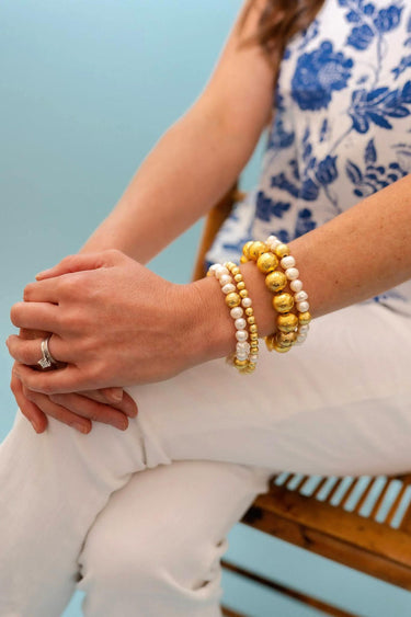 Lisi Lerch Georgia 6mm Gold Beads and Freshwater Pearl - Bracelet  