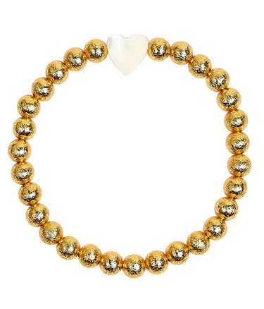 Lisi Lerch Georgia 6mm Gold Beads and Single Heart - Bracelet