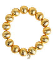 Georgia Beaded Bracelet Stack - 1 Blue Chinoiserie & 2 - 14mm All Gold Bracelets - Lisi Lerch