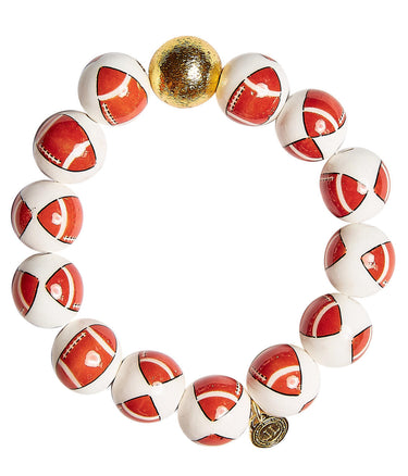 Lisi Lerch Georgia Ceramic and Gold Beaded Football Bracelet