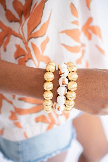 Georgia Cowboy Boot - Brown Boot & 2 Gold 14mm - Bracelet Bundle - Brooke Wright x Lisi Lerch Collection - Lisi Lerch