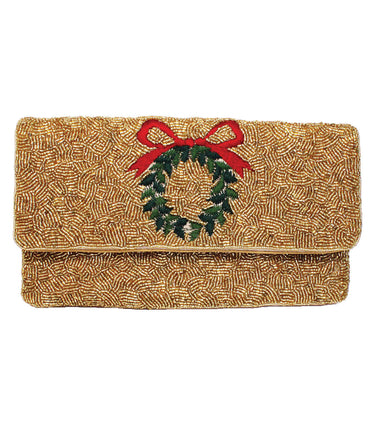 Lisi Lerch Gold Wreath - Beaded Clutch  