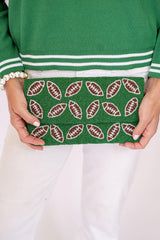 Lisi Lerch Green Football - Beaded Clutch 