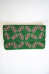 Lisi Lerch Green Football - Beaded Clutch 