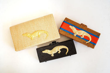 Lisi Lerch Jillian  - Straw Clutch - Gold Charm  