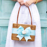 Large Charlotte with Tiffany Blue Fluffy Bow - White Seashell - Lisi Lerch