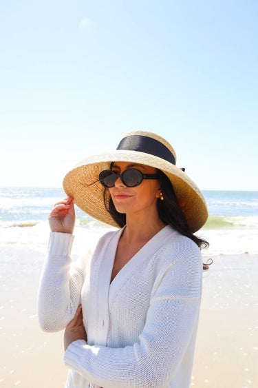 Lauren Hat - Black Flat Bow - Belle of the Ball Collection - Lisi Lerch