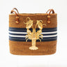 Medium Charlotte - Navy/Navy And White Stripe Layer with XL Lobster - Lisi Lerch