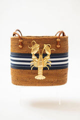 Medium Charlotte - Navy/Navy And White Stripe Layer with XL Lobster - Lisi Lerch