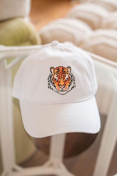 Lisi Lerch Needlepoint Baseball Hat - Tiger - White