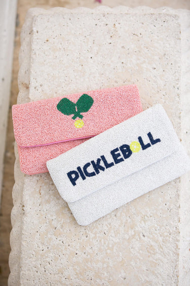 Lisi Lerch Pickleball White - Beaded Clutch 