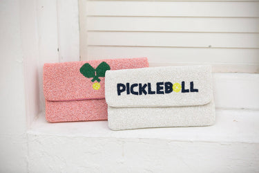 Lisi Lerch Pickleball White - Beaded Clutch 