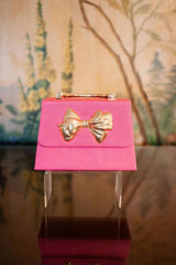 Lisi Lerch Pink Faille Lulu with Gold Handle Handbag - Gold Charms  