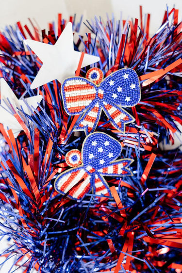 Lisi Lerch RED WHITE & BLUE - Beaded Bow Earrings 