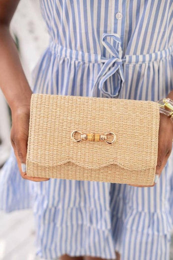 Scalloped Ruby - Bamboo Toggle Charm - Straw Clutch - Lisi Lerch