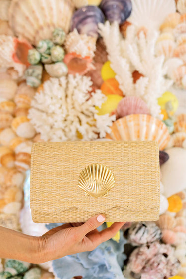 Lisi Lerch Scalloped Ruby Straw Clutch - Florida Friends