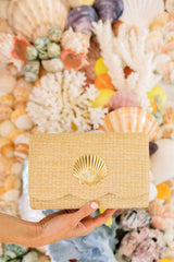Lisi Lerch Scalloped Ruby Straw Clutch - Florida Friends  