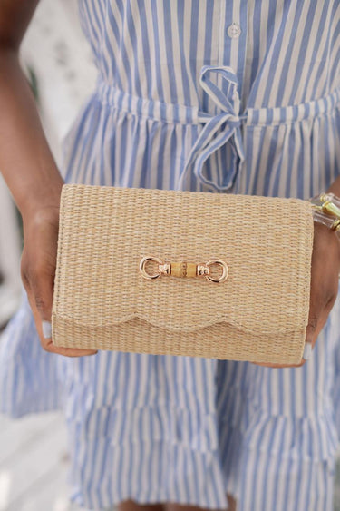 Lisi Lerch Scalloped Ruby Straw Clutch - Florida Friends  
