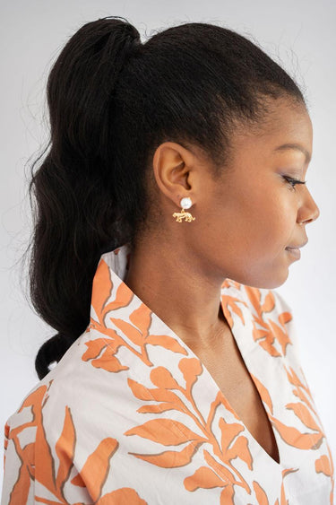 Lisi Lerch Tiger Pearl Drop - Gold Earring  