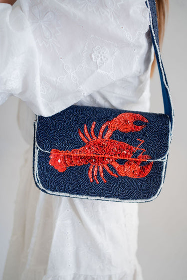 Lobster Beaded Shoulder Bag- Sample Sale- Final Sale - Lisi Lerch